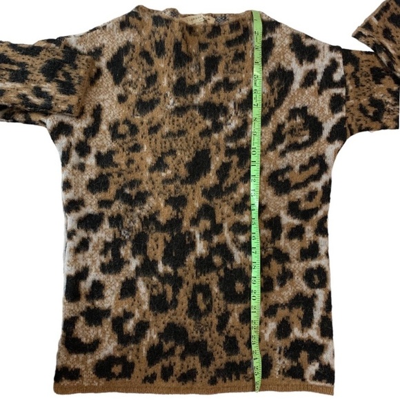 nwt Anthropologie Lineamaglia Italian Mohair Boxy Sweater Leopard Black Tan XS - Picture 6 of 16